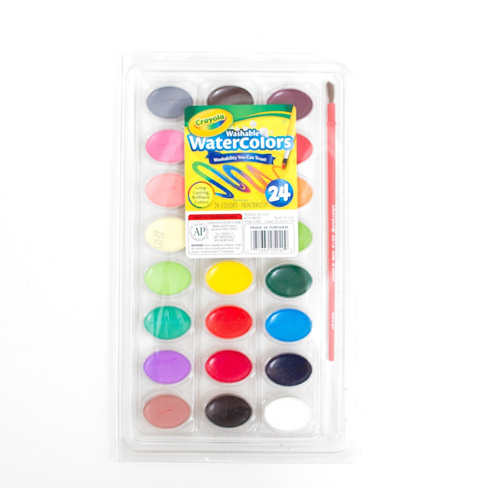 Crayola, Washable, Watercolor, Paint, 24 Color, Set, Brush